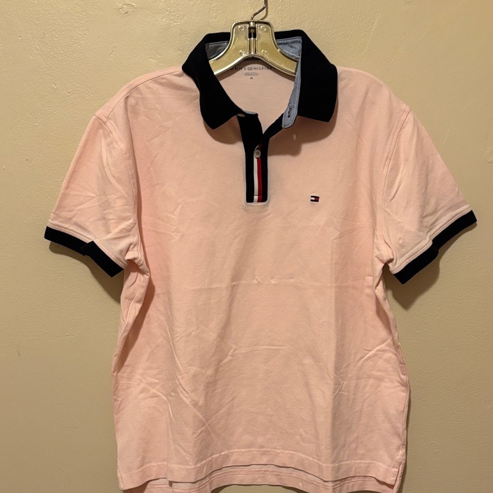 Tommy Hilfiger Light Pink Polo with Black Accents